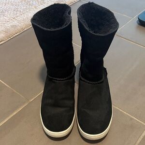 UGG Black Suede Boots with White Soles